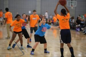 Young athletes playing 3-on-3